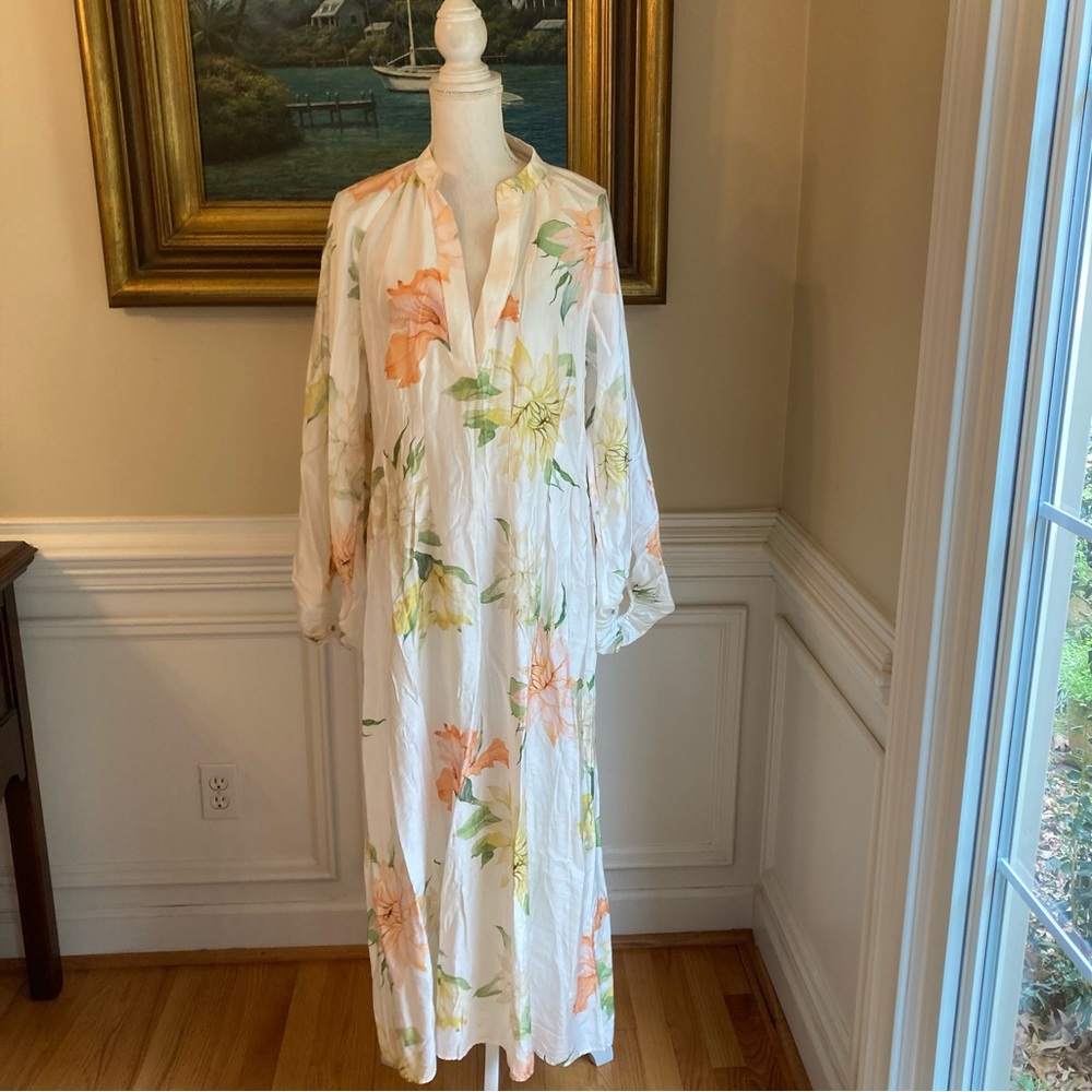 H&M White Orange Yellow Floral Print Midi Maxi Dress - Picture 3 of 16